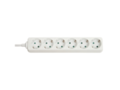 6-Way Schuko Mains Power Extension, White