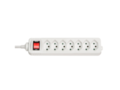 7-Way Swiss 3-Pin Mains Power Extension with Switch, White